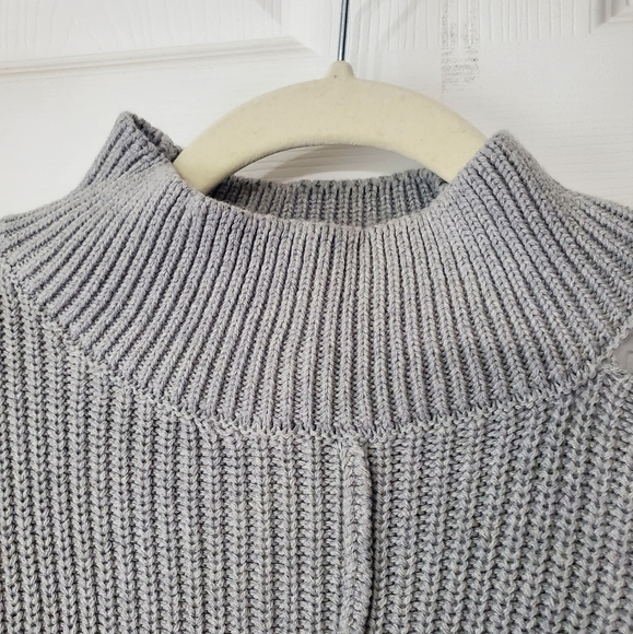 BOBI BLACK Los Angeles NWT Heather Gray Shoulder Cutout Turtleneck Sweater Sz M - Picture 6 of 16
